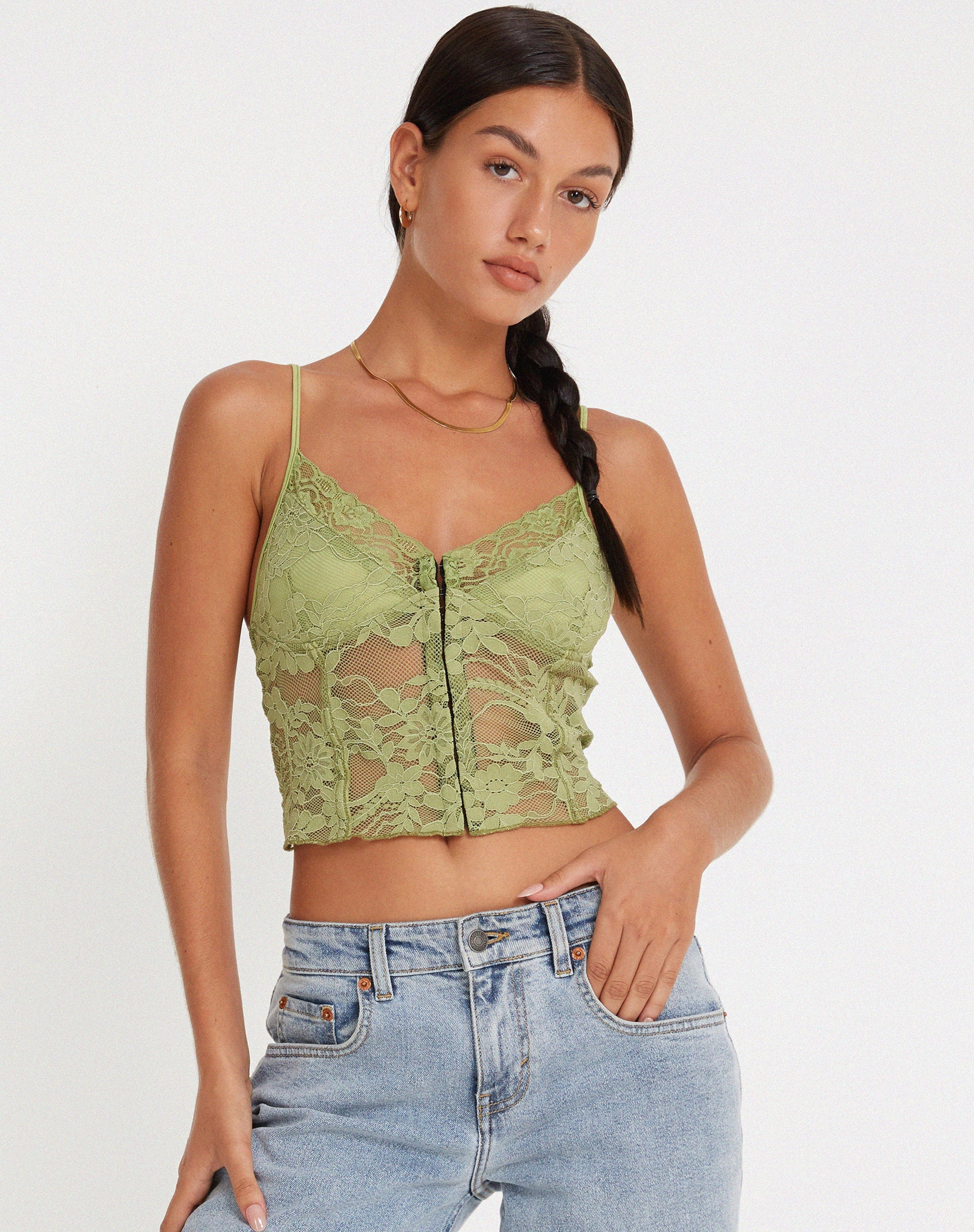 immagine di Yenko Crop Top in pizzo verde