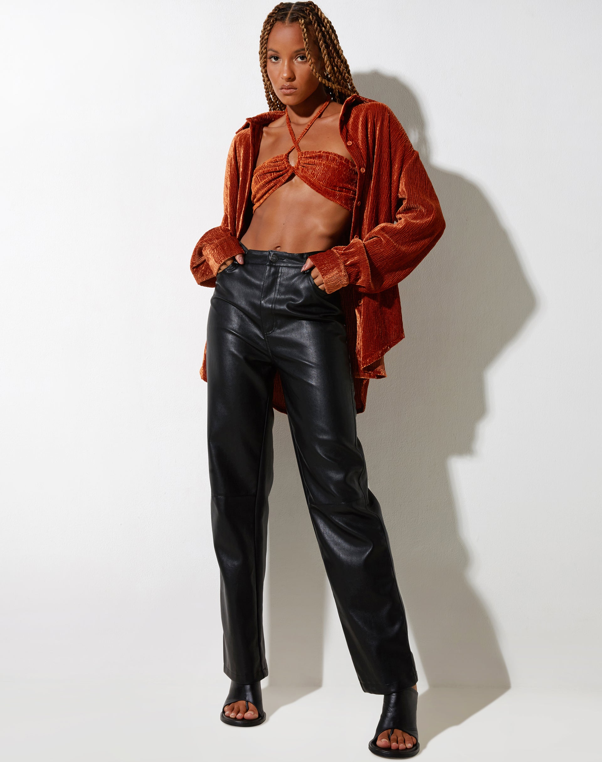 immagine di Dael Camicia oversize in velluto ruggine
