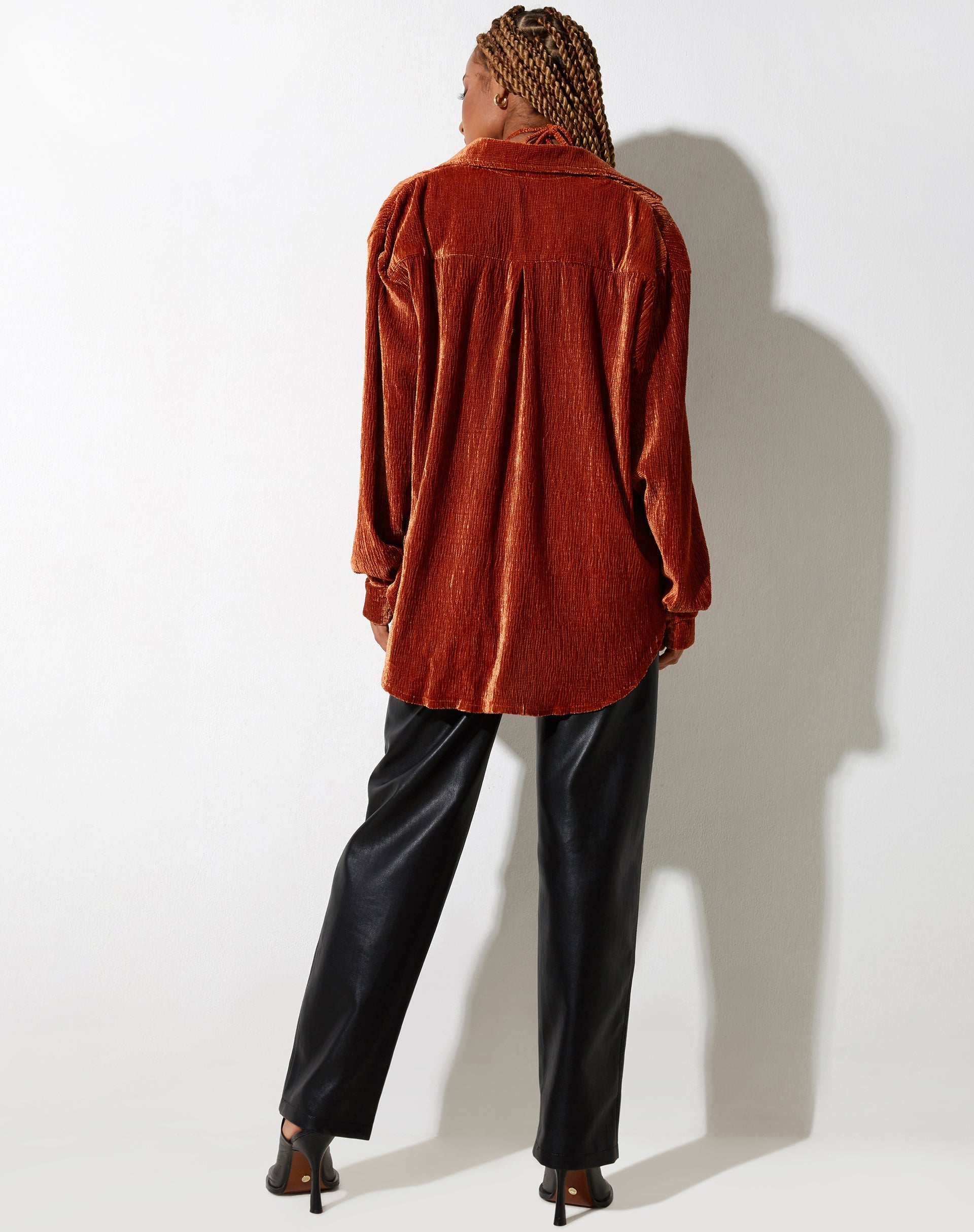 immagine di Dael Camicia oversize in velluto ruggine