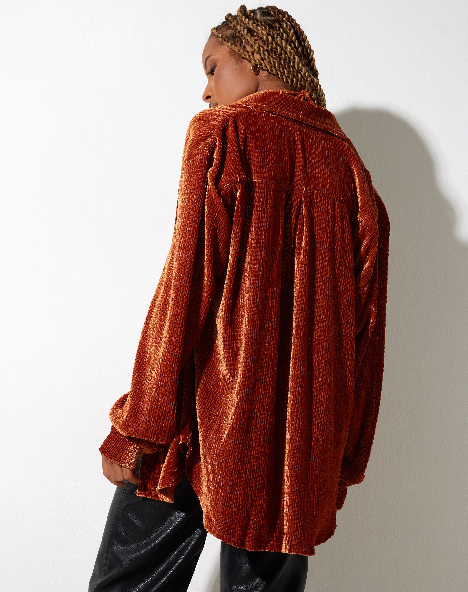 immagine di Dael Camicia oversize in velluto ruggine