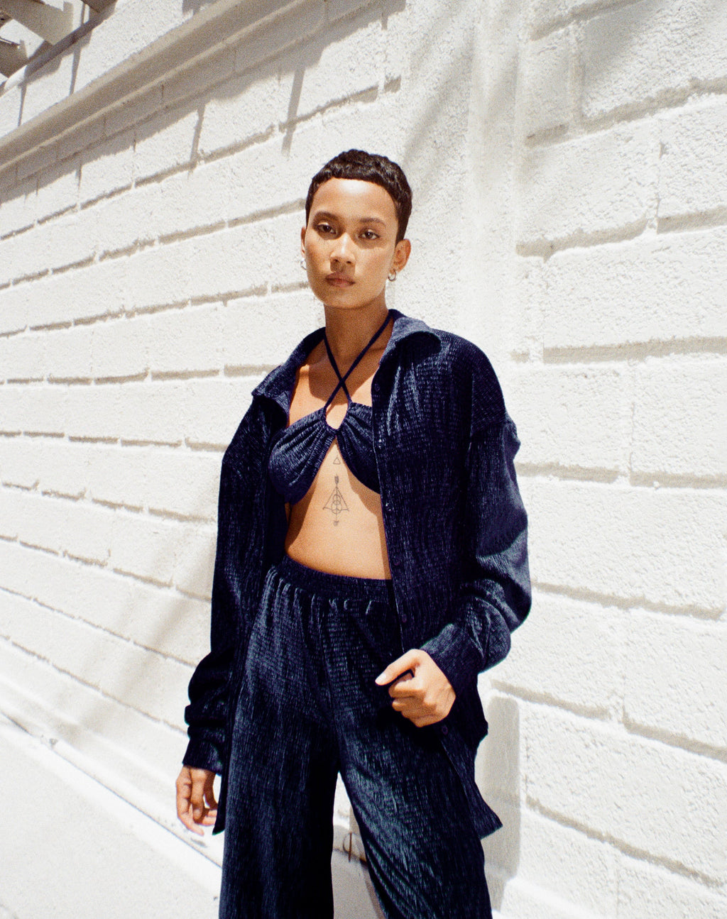 Dael - Camicia oversize in velluto blu