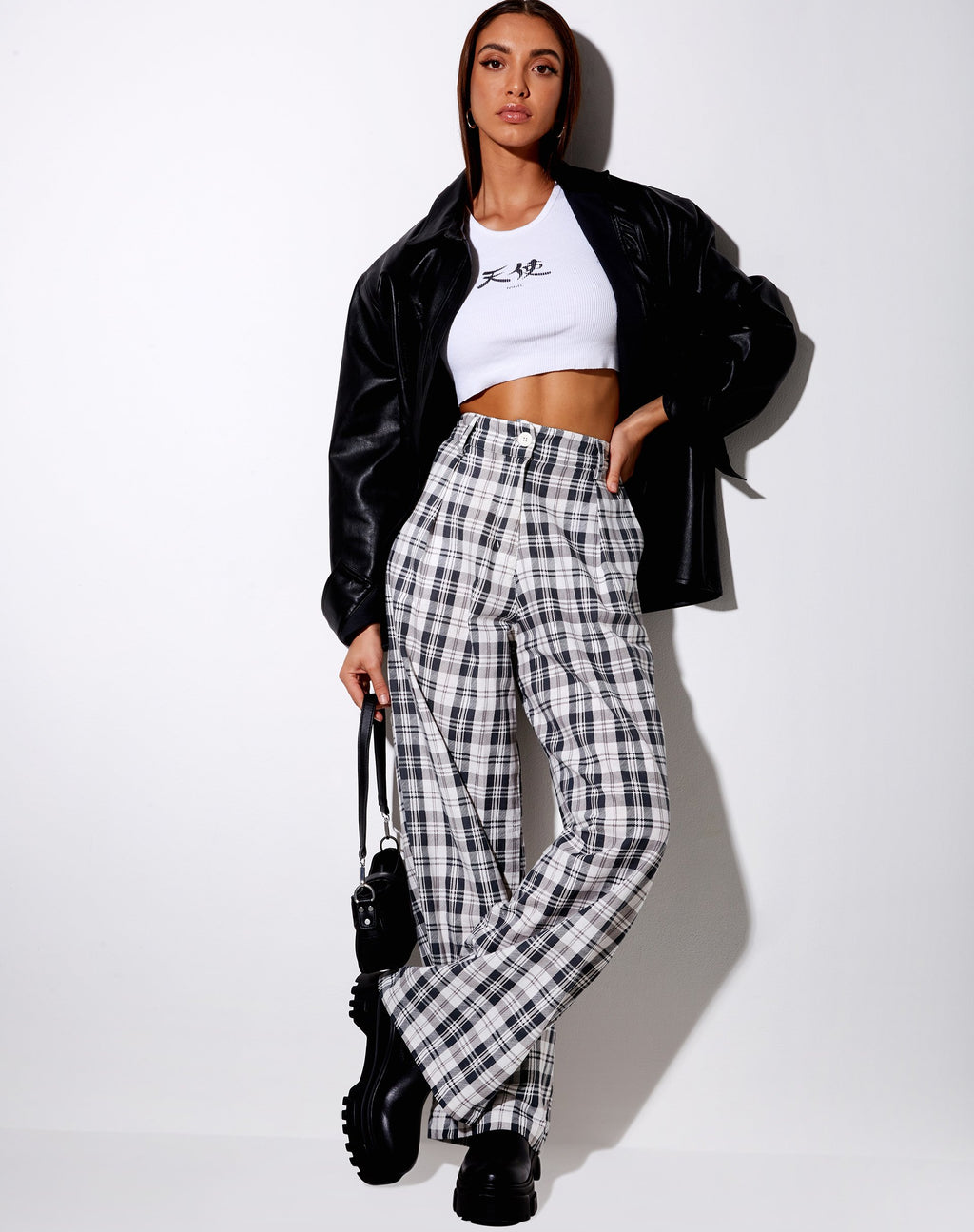 Pantaloni Yeva in grigio check-out