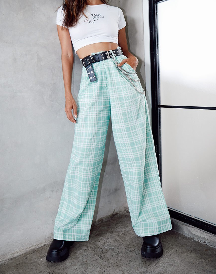Pantaloni Yeva in tela da tavola Neo Mint