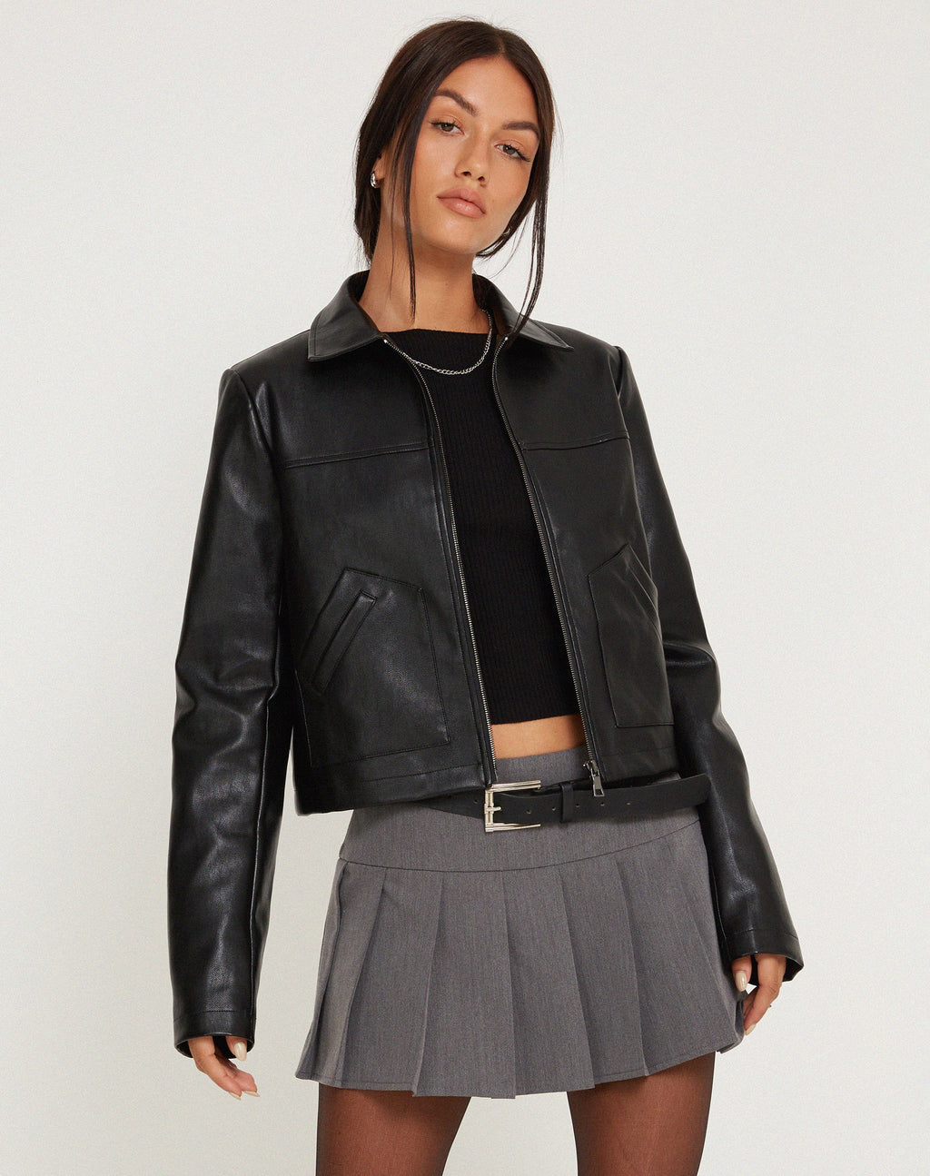 Giacca Yonde con zip in PU nero