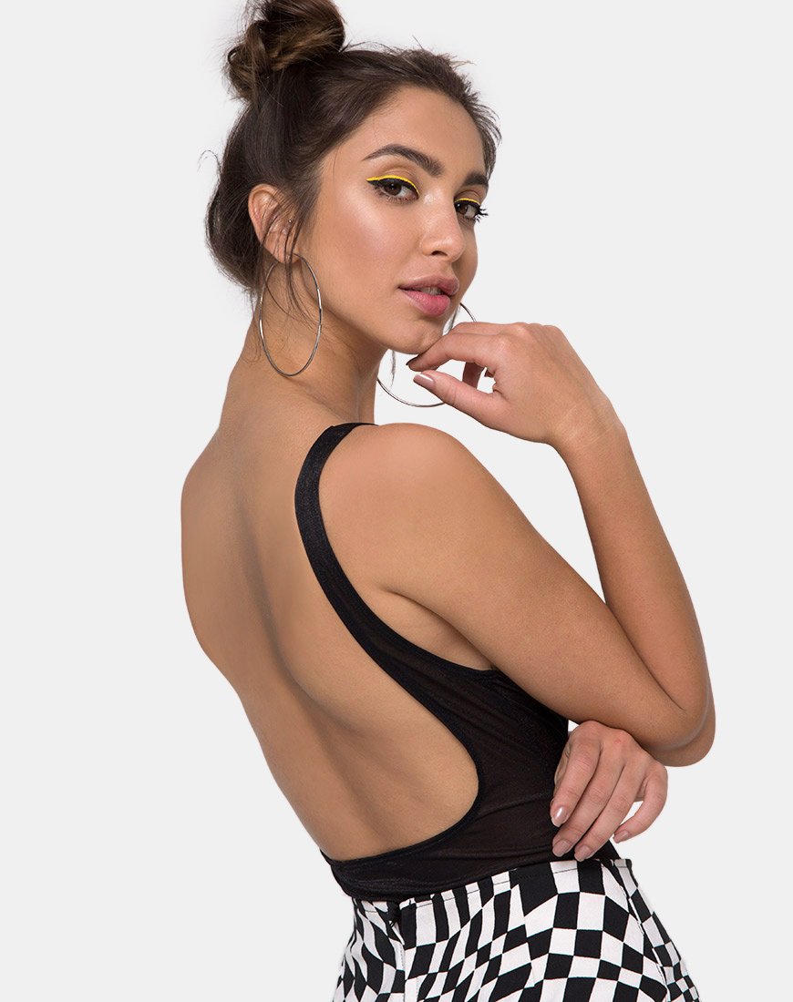 Corpetto Yora in nylon nero a rete trasparente
