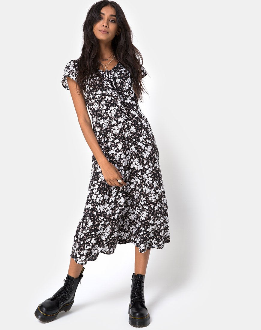 Immagine di Youki Midi Dress in Fiore Selvatico Scuro
