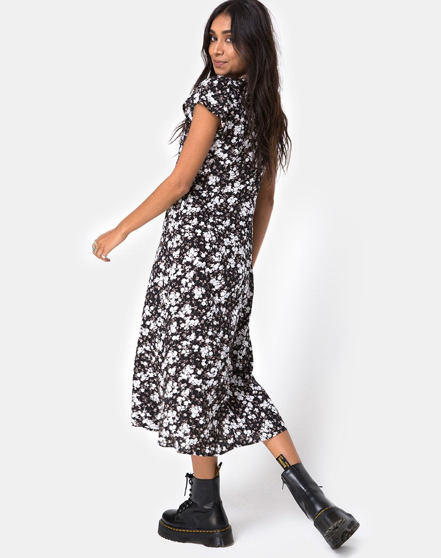 Immagine di Youki Midi Dress in Fiore Selvatico Scuro