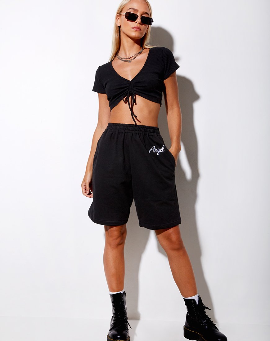 Immagine di Yubi Short in Nero Angel Embro in Bianco