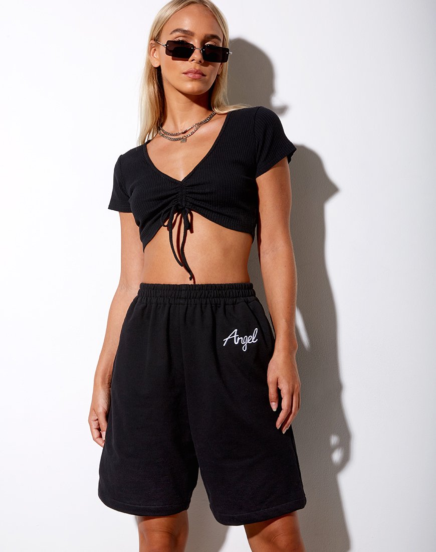 Immagine di Yubi Short in Nero Angel Embro in Bianco