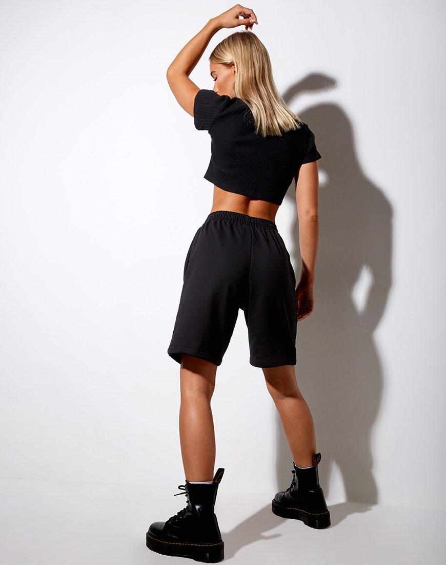 Immagine di Yubi Short in Nero Angel Embro in Bianco