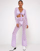 Immagine di Herlom Pantalone svasato in maglia lilla Daisy White Flock