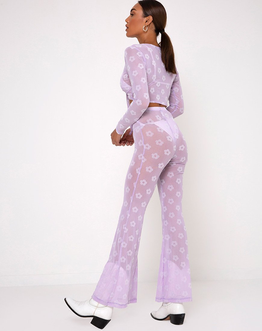 Immagine di Yun Crop Top in maglia lilla Daisy White Flock