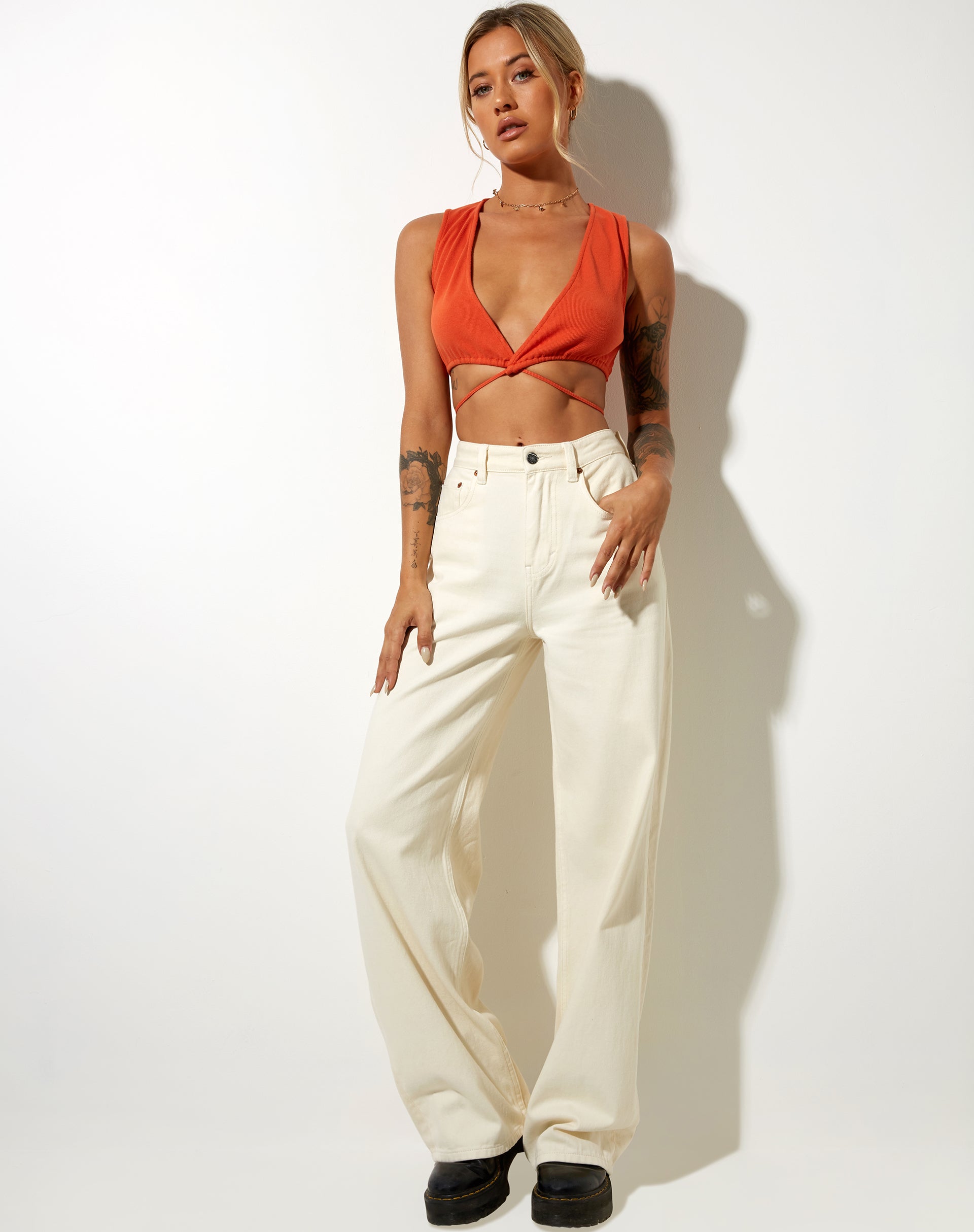 Immagine di Yunda Crop Top in Rib Tangerine