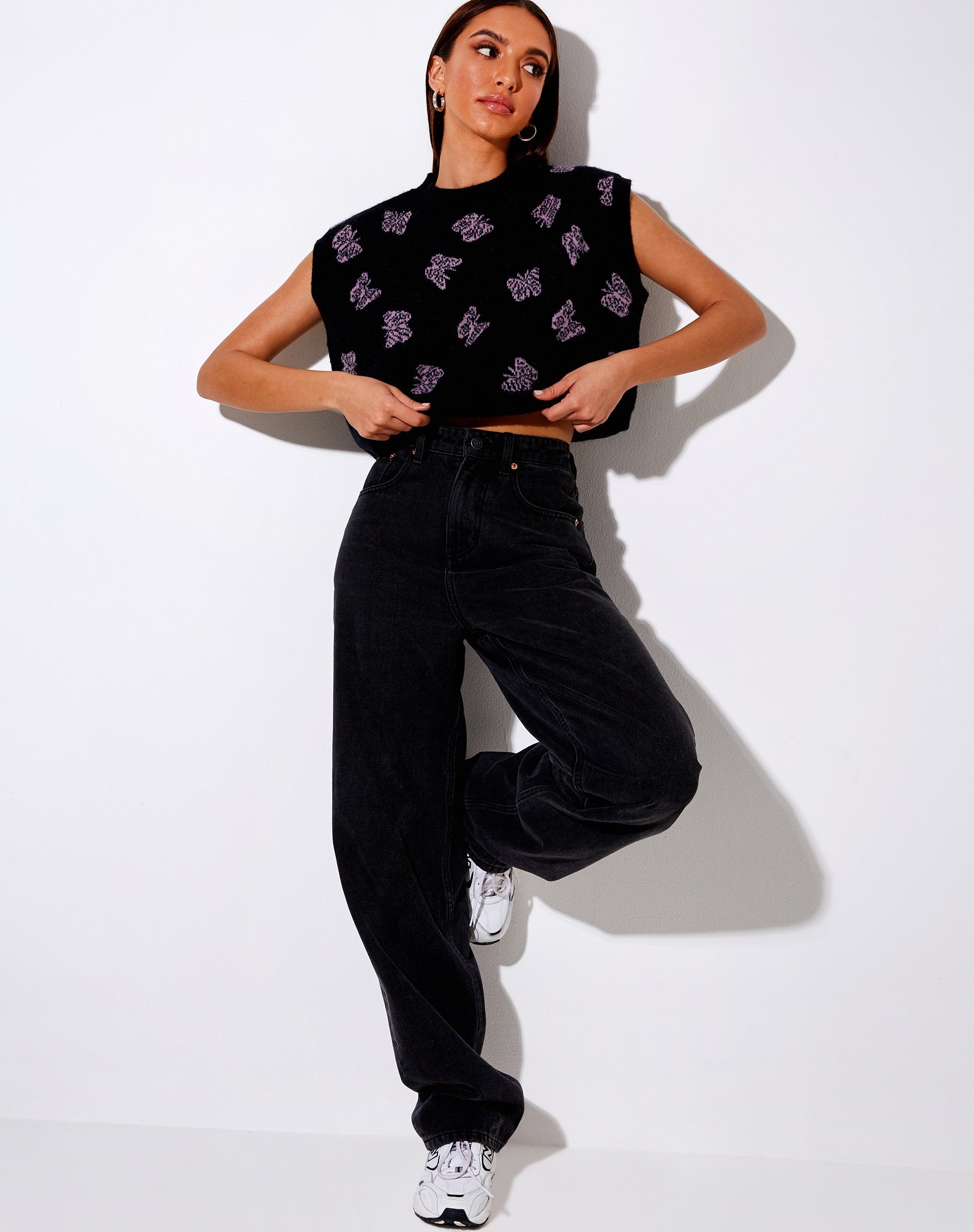 Immagine di Zacha Jumper in maglia Butterfly Nero e Viola