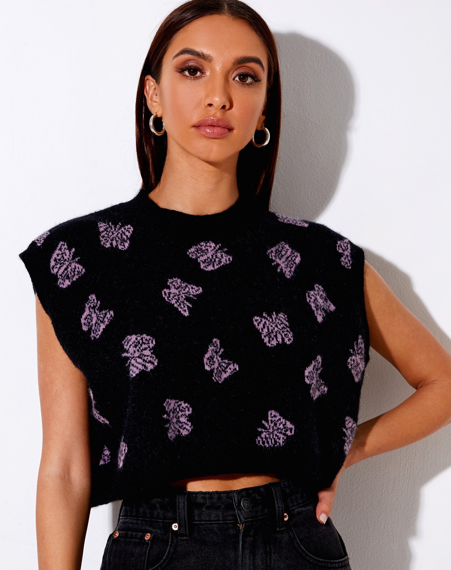 Immagine di Zacha Jumper in maglia Butterfly Nero e Viola