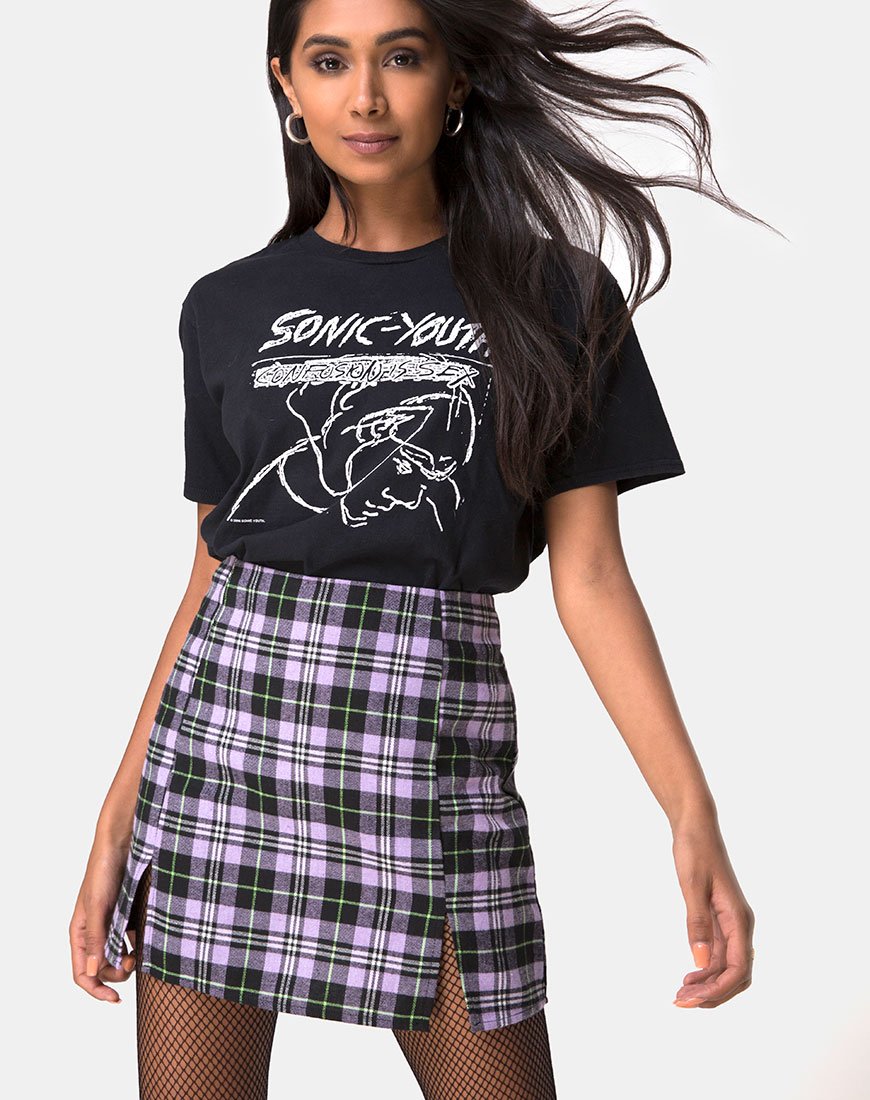 Minigonna Zaid in plaid lilla