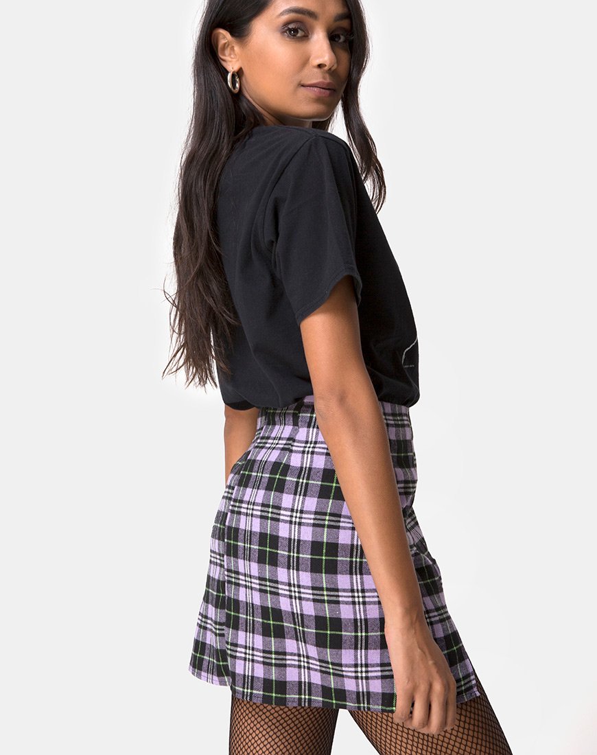 Minigonna Zaid in plaid lilla