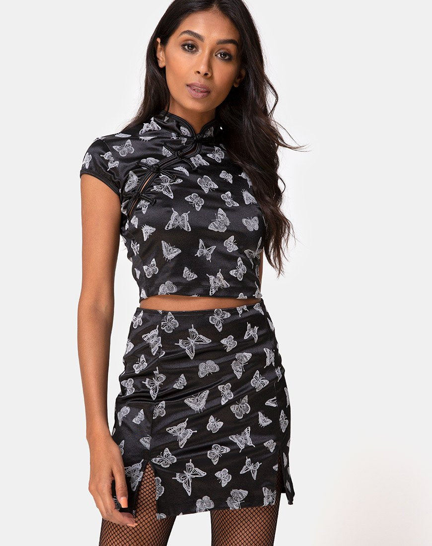 Immagine di Zaid Mini Gonna in Nero Butterfly Flock