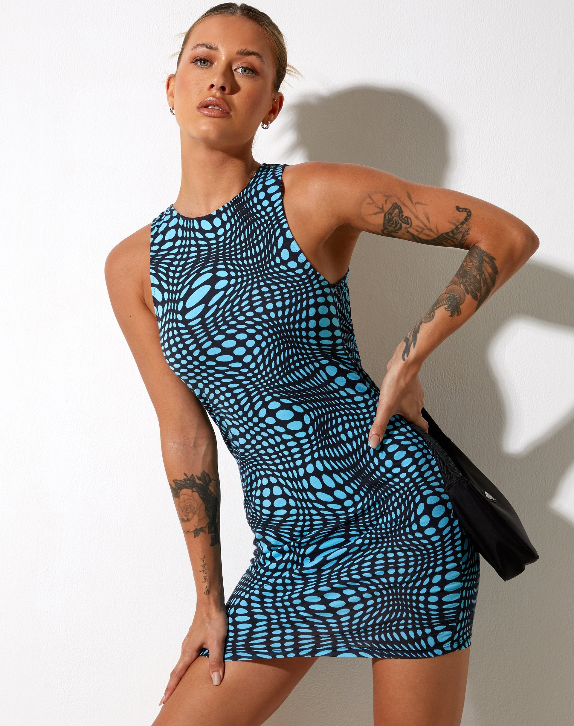 Immagine di Zenalo Bodycon Dress in Optic Polka Blue