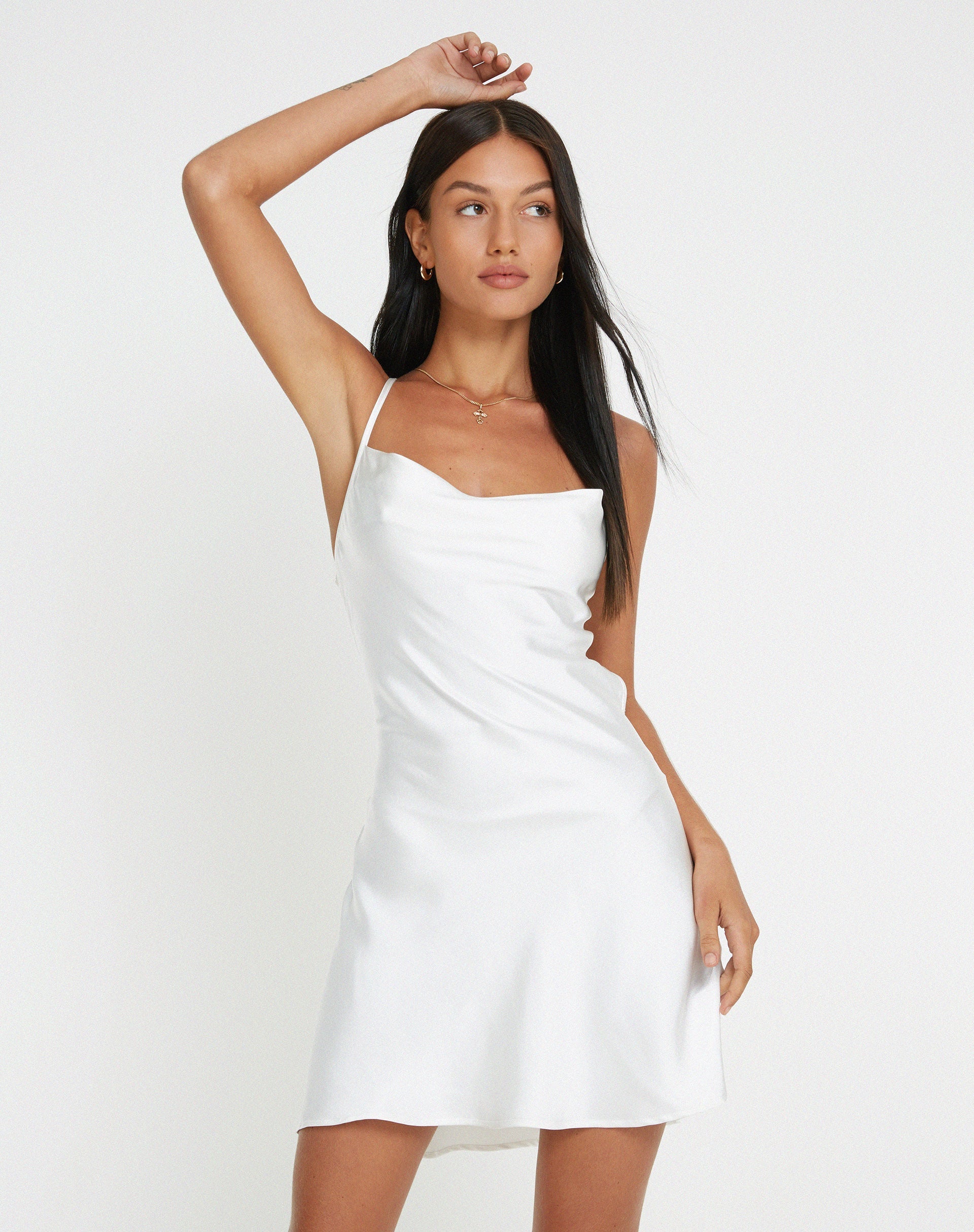 immagine di Zenita Mini Dress in Satin Ivory