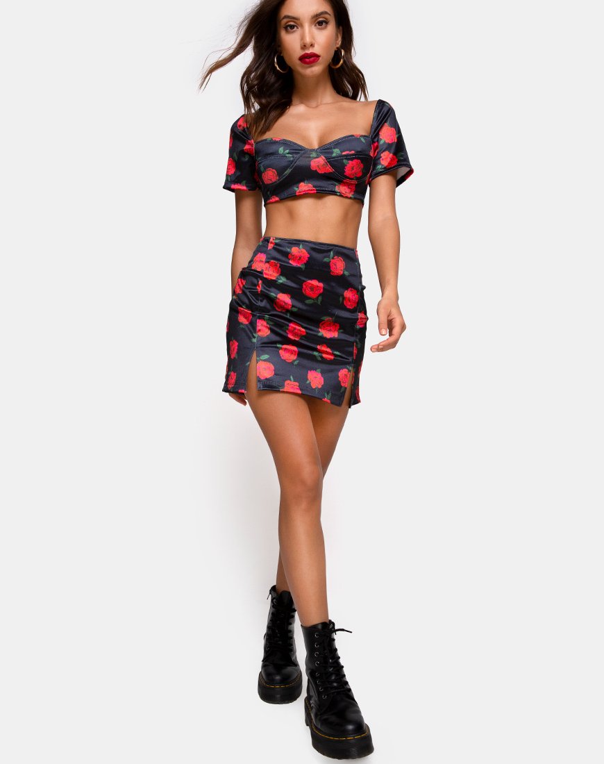 Immagine di Zida Mini Gonna in Raso Stretch Ultimo Rosa Nero