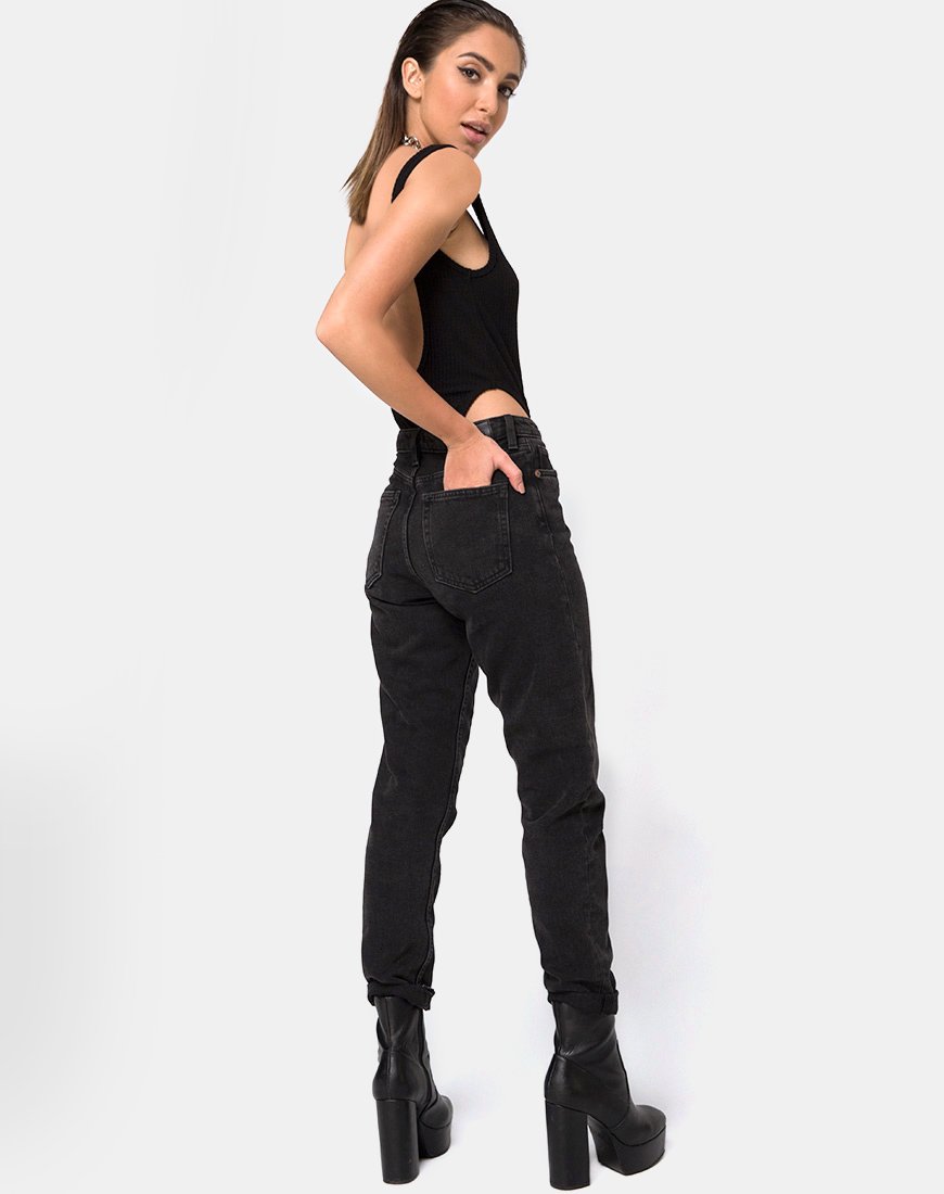 Immagine di Ziga Cutout Bodice in Rib Nero