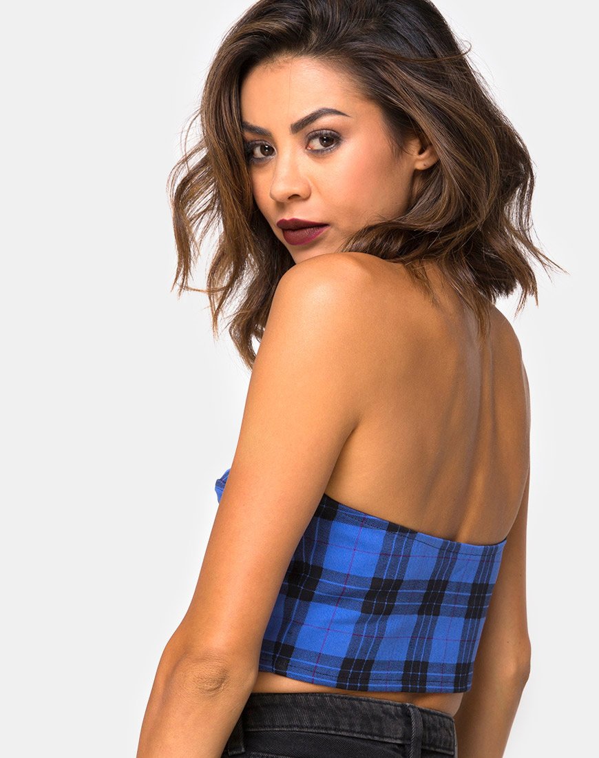 Immagine di Zipshi Cropped Top in Tartan Blue