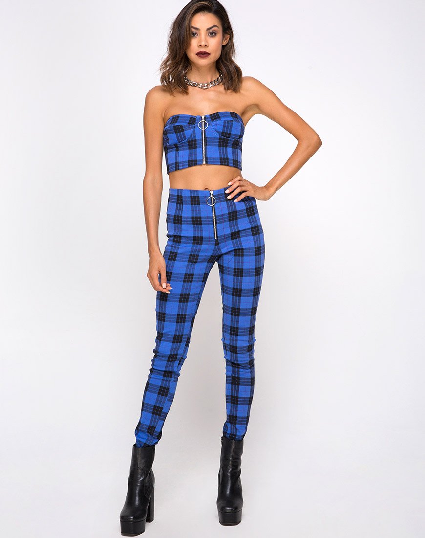Immagine di Zipshi Cropped Top in Tartan Blue