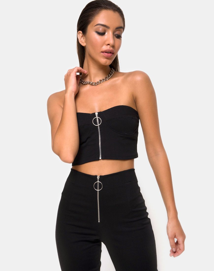 Zipshi Crop Top in nero