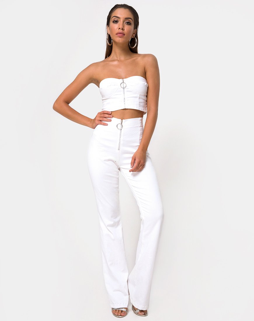 Immagine di Zipshi Crop Top in Bianco