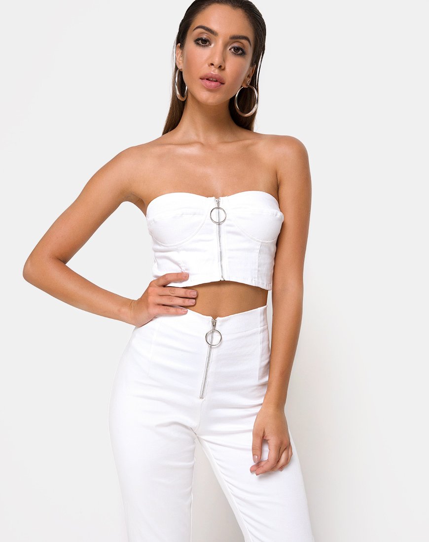 Zipshi Crop Top in bianco