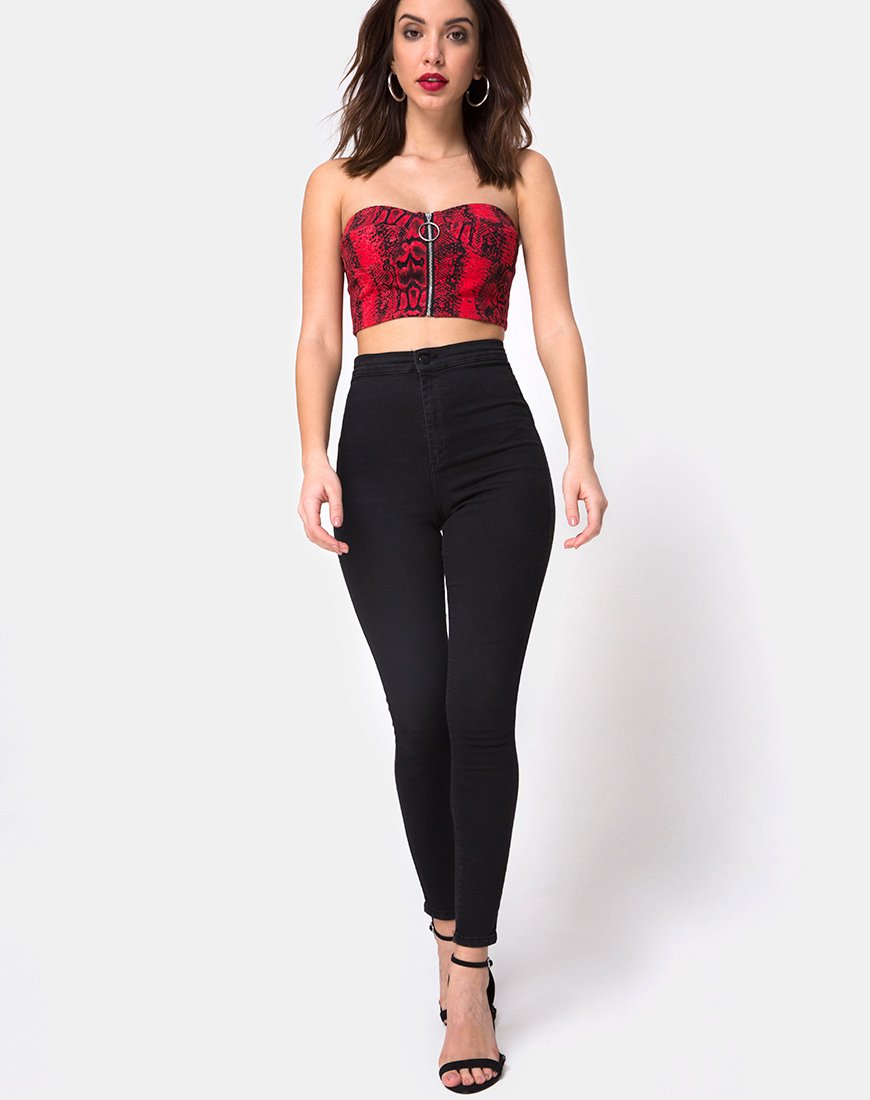 Immagine di Zipshi Crop Top in Rosso Serpente