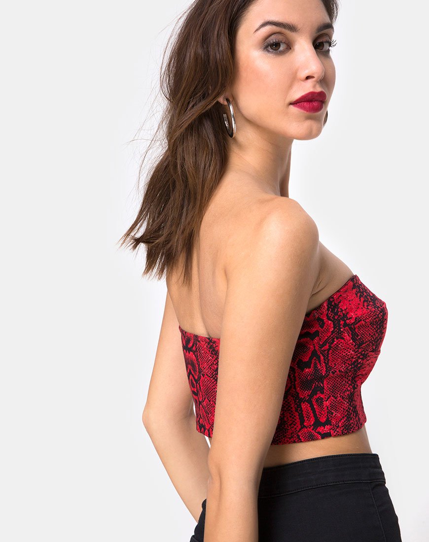 Immagine di Zipshi Crop Top in Rosso Serpente