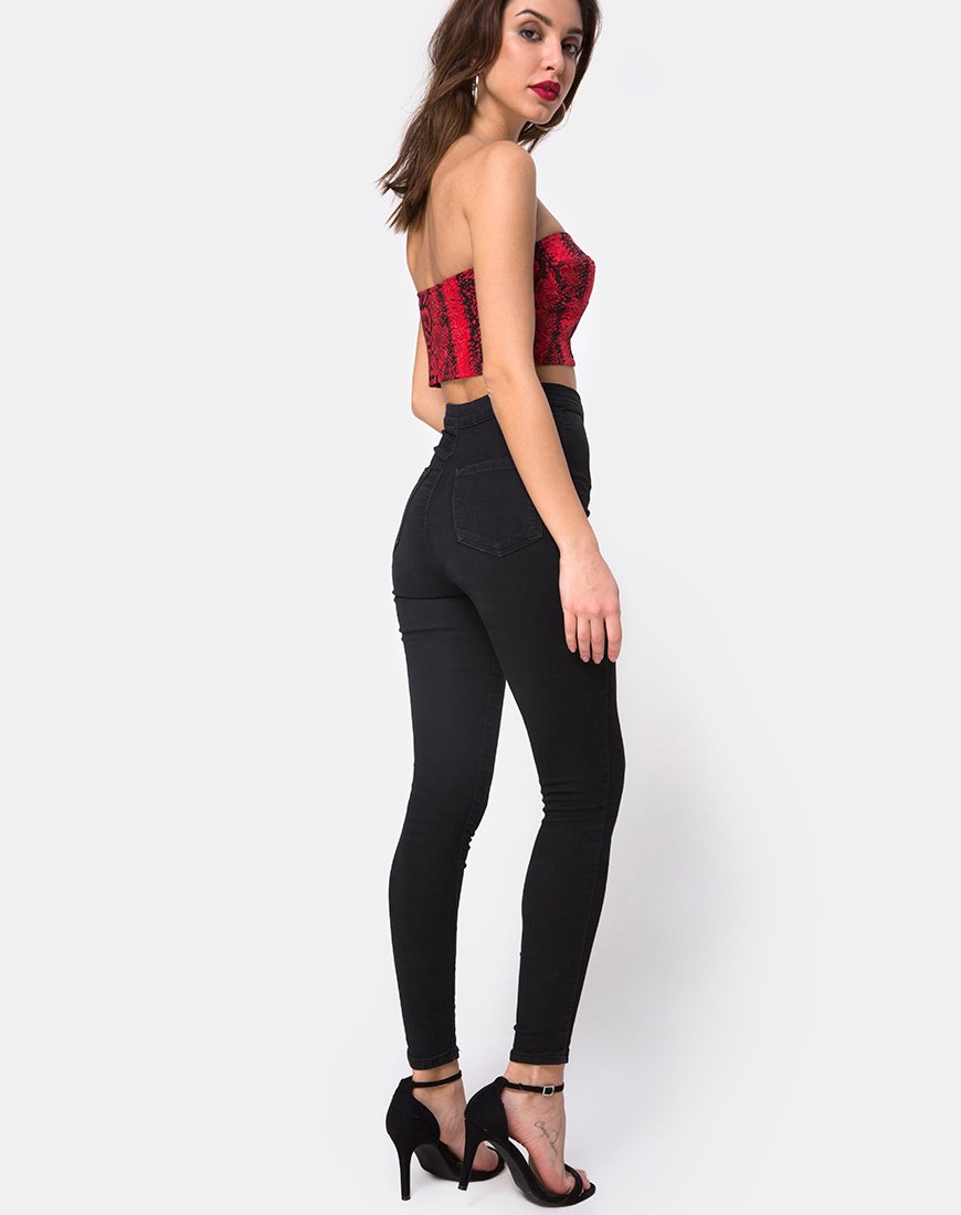 Immagine di Zipshi Crop Top in Rosso Serpente