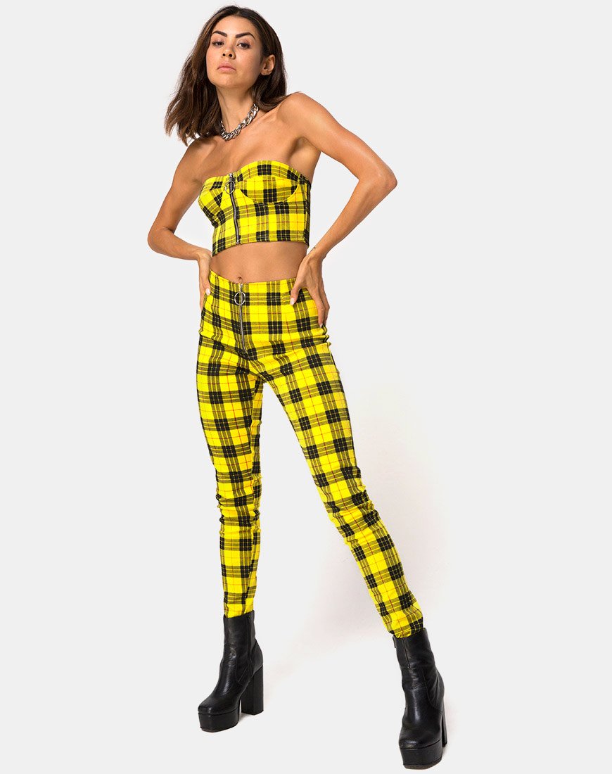 Immagine di Zipshi Crop Top in Plaid Invernale Giallo