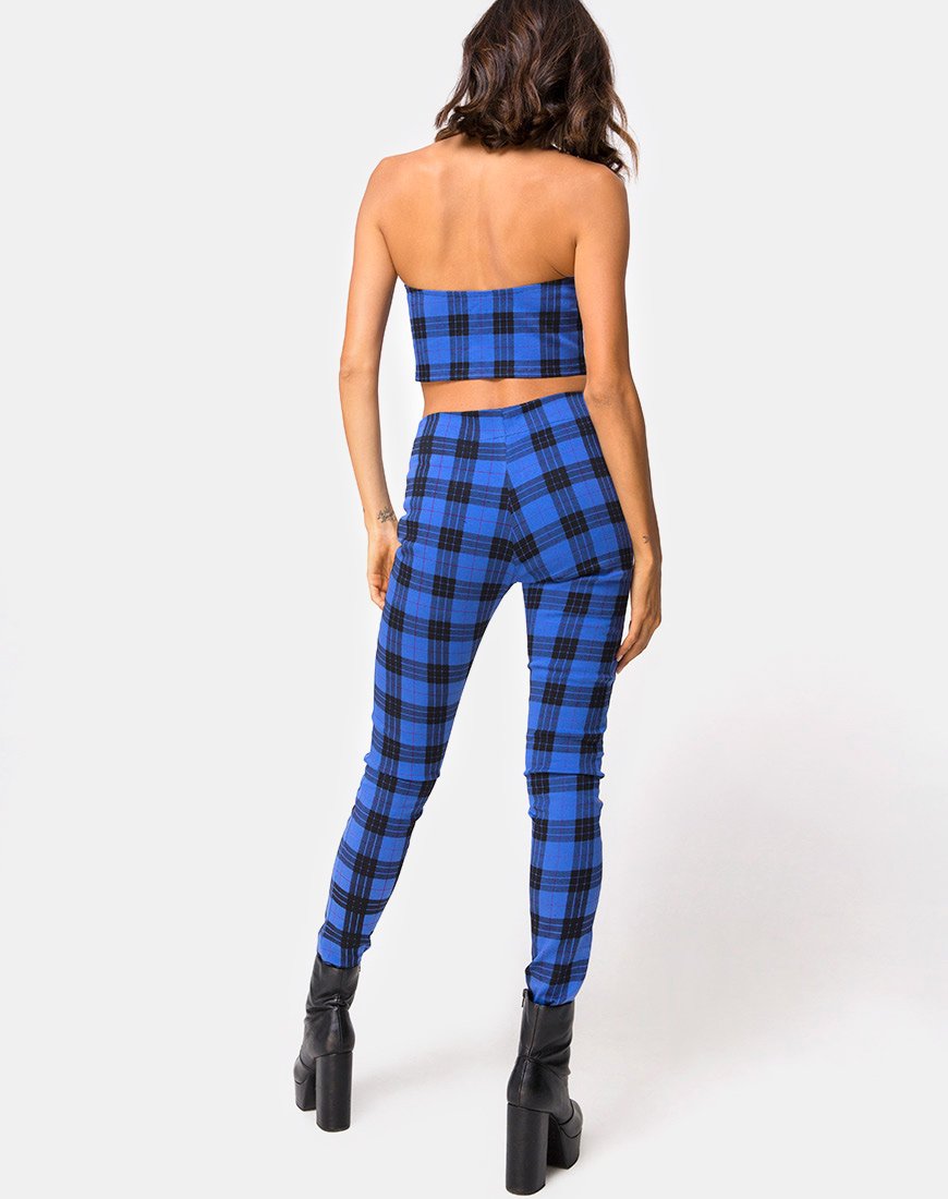 Pantaloni affusolati Jolim in tartan blu