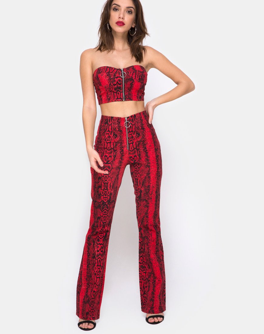 Pantaloni Zolia in rosso serpente