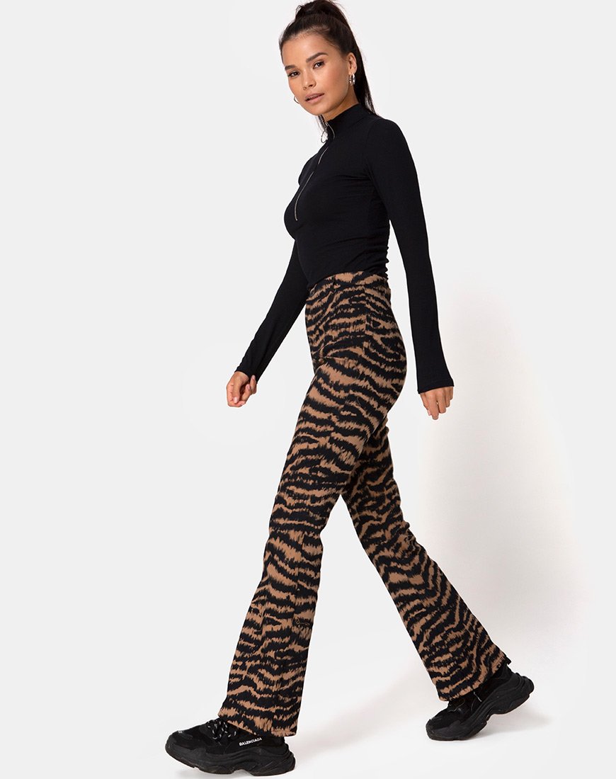 Pantaloni Zoven in Animal Drip Brown