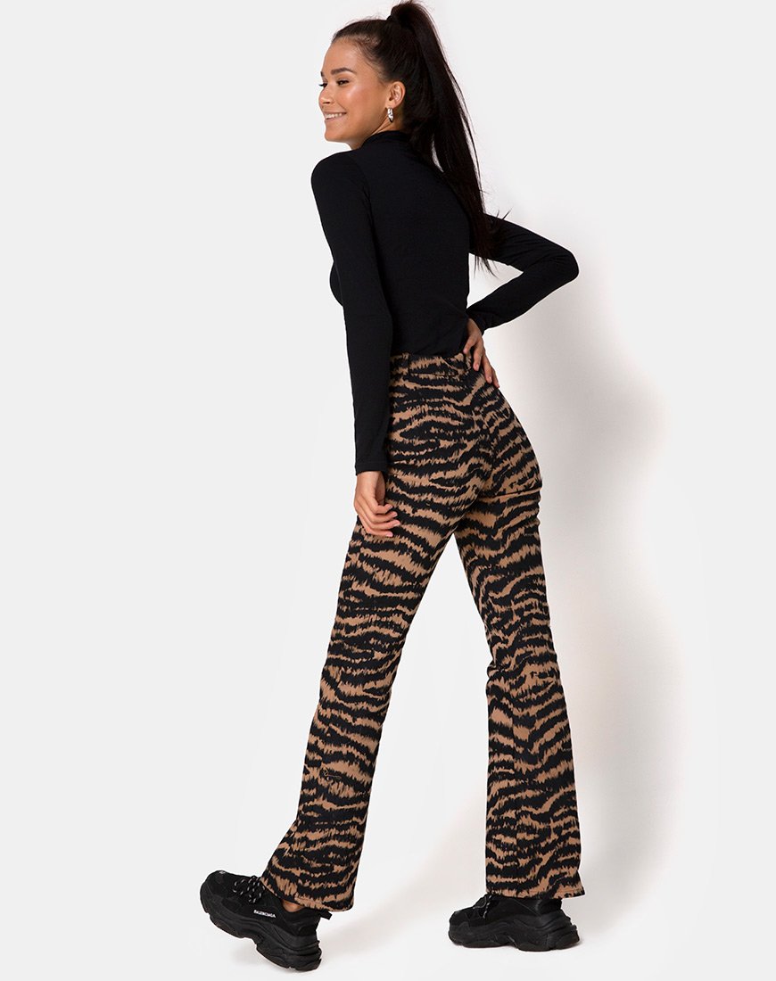 Pantaloni Zoven in Animal Drip Brown