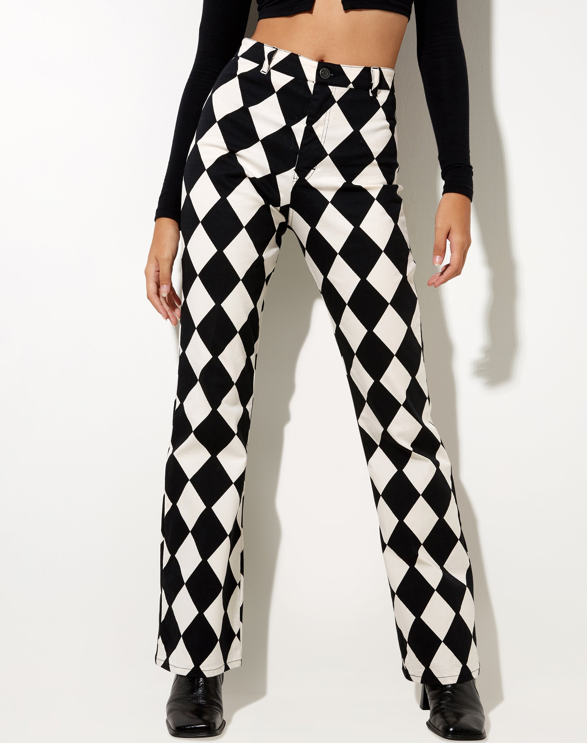 Immagine di Zoven Pantalone Flare in Arlecchino Bianco e Nero