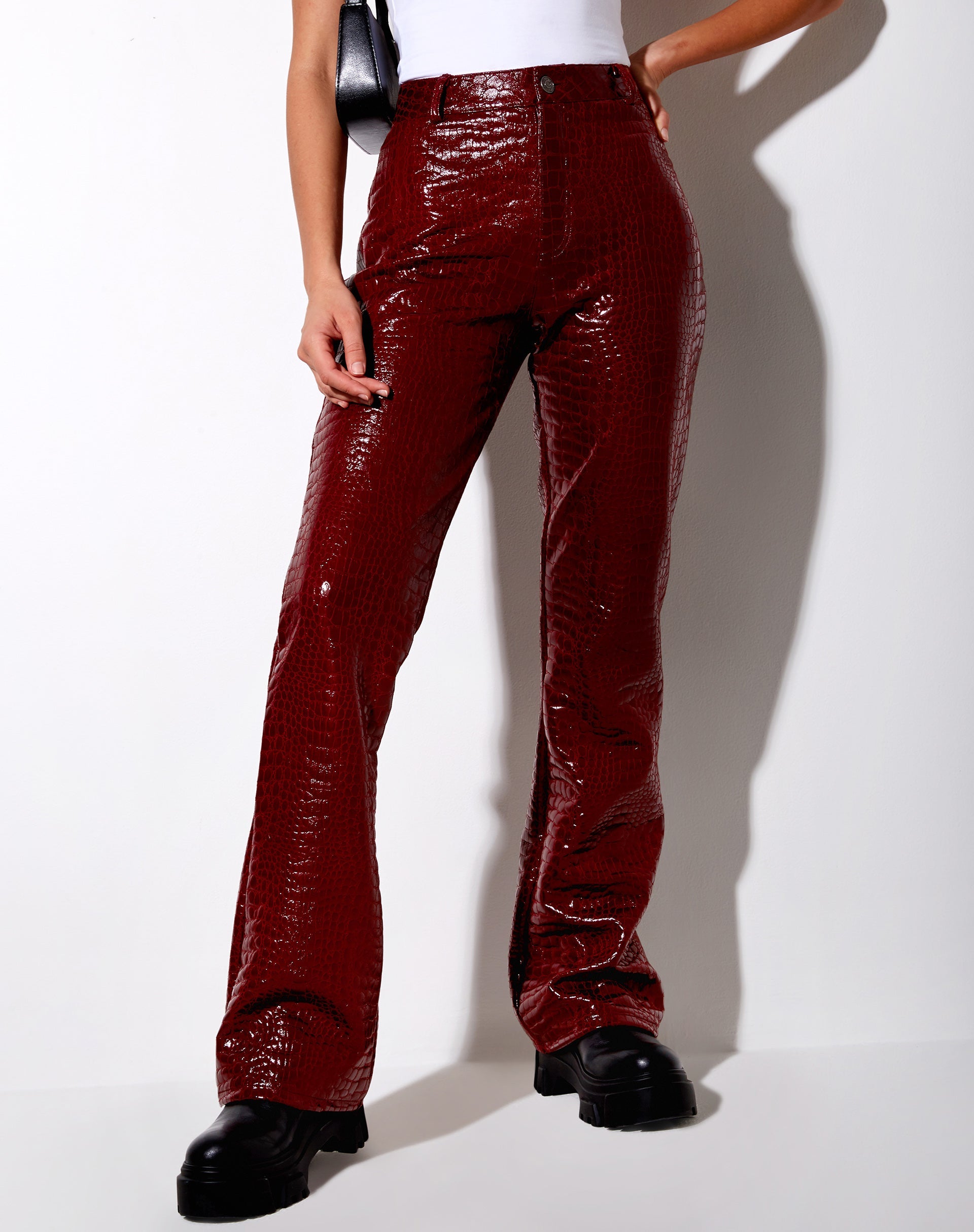 Immagine di Zoven Pantalone in Croc PU Borgogna