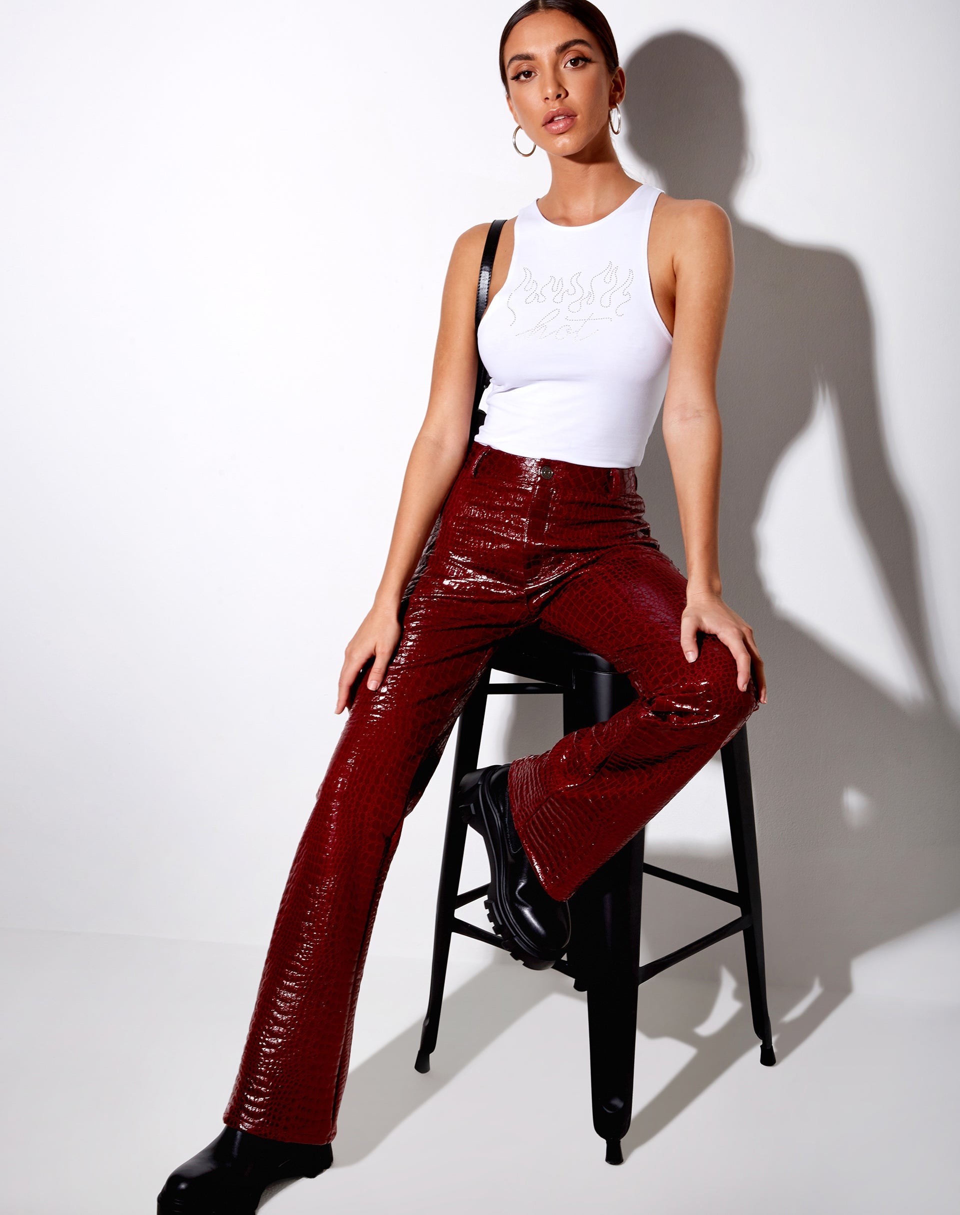Immagine di Zoven Pantalone in Croc PU Borgogna