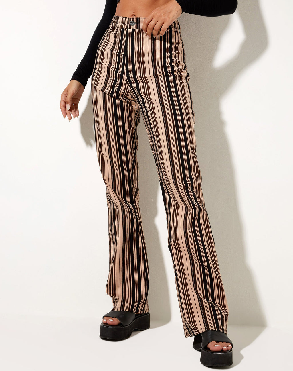 Pantalone Zoven a righe miste marrone