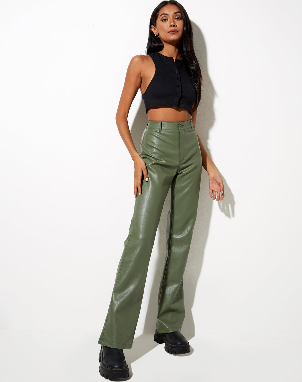 Zoven - Pantaloni svasati in verde petrolio