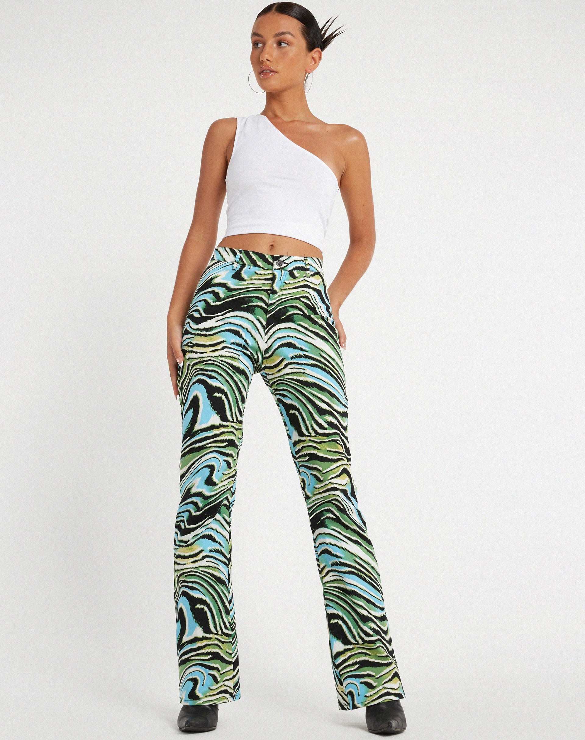 immagine dei pantaloni Zoven Flare in Warped Zebra Blue