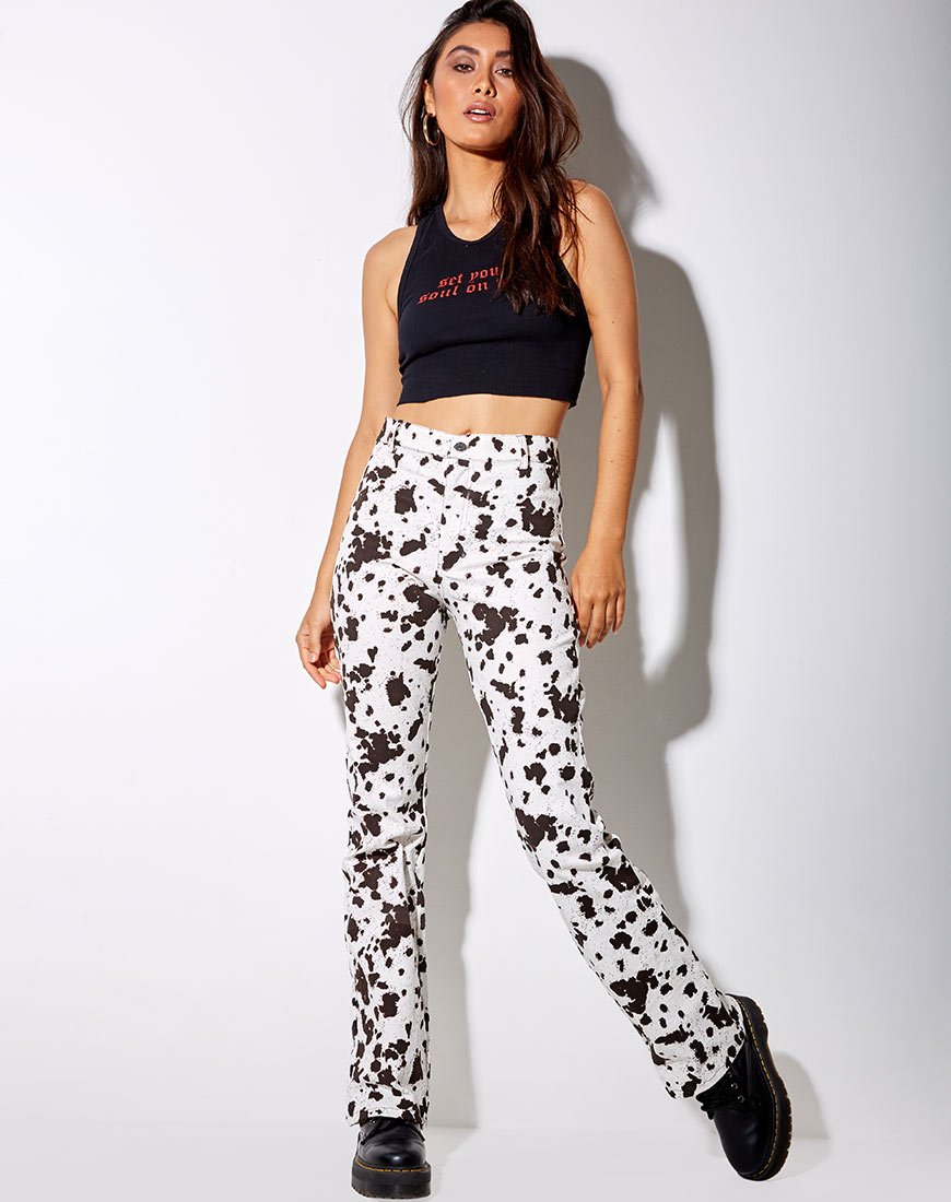 Immagine di Zoven Pantalone svasato in Mini Cow Bianco e Nero