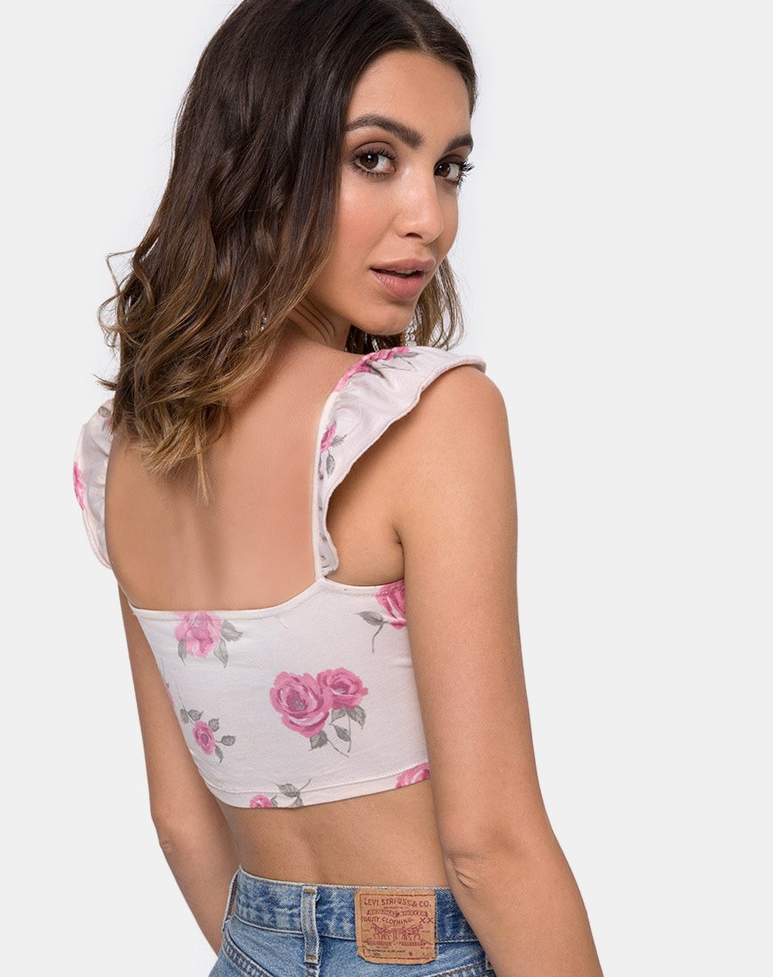 Top Chapslee in fiore rosa