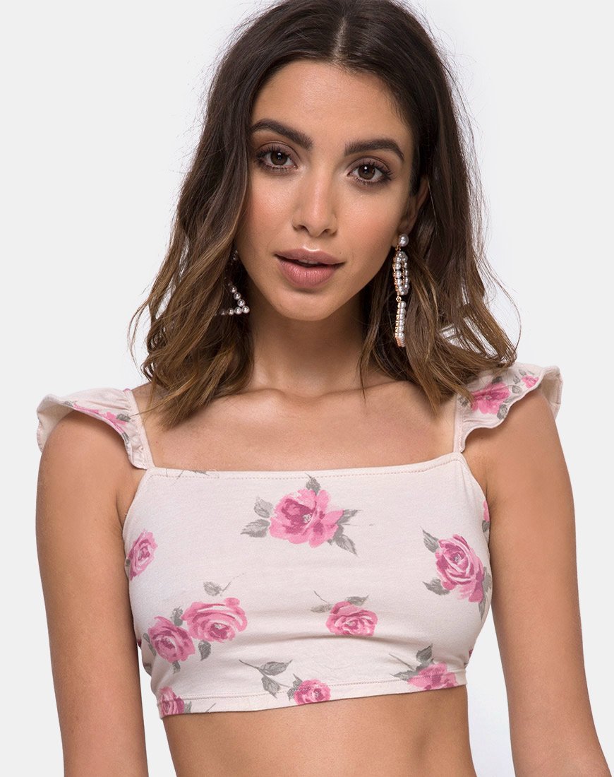 Top Chapslee in fiore rosa