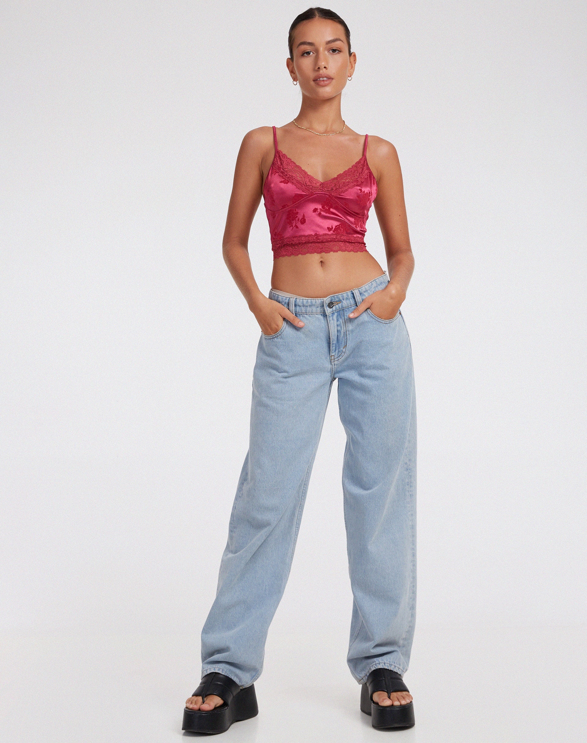 immagine di Dyrana Crop Top in Rose Flock Magenta