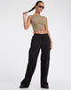 Immagine di Eilid - Pantalone a gamba larga in nero Drill